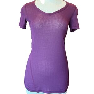 Lululemon Plum V Neck Short Sleeve Running Top Size 4 See Measurements